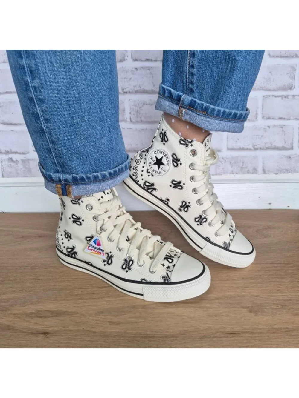⭐Converse Chuck Taylor High Paisley Sz 8.5 Women's shoes Sneaker Black A15810F